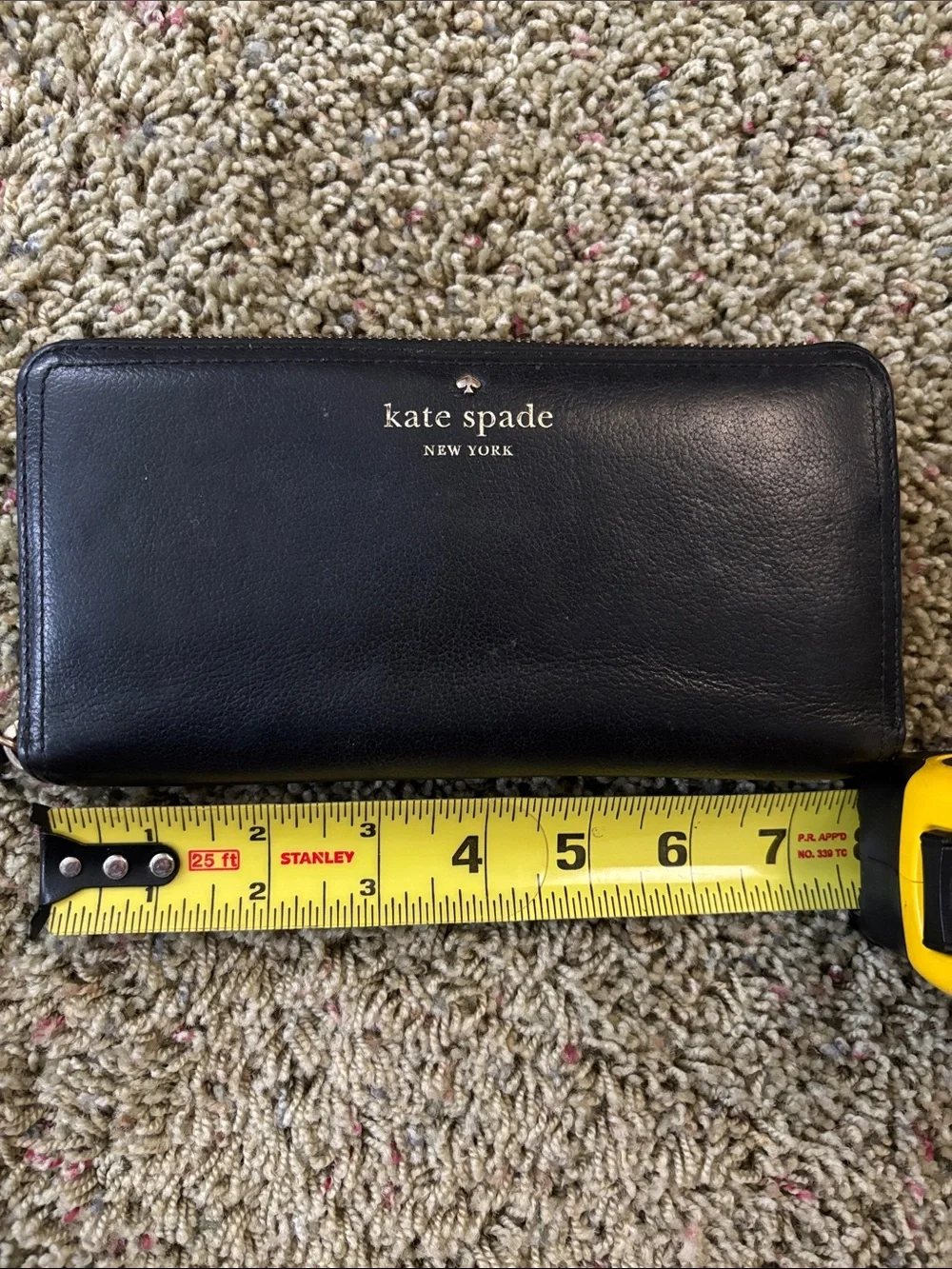 Kate Spade Black Pebbled Leather Zip Around Continental Wallet
